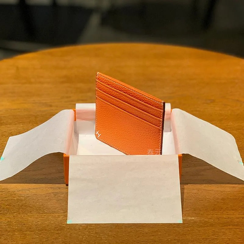 Porte-carte luxe en cuir Epsom et veau véritable - minimalisme haut de gamme — photo 1