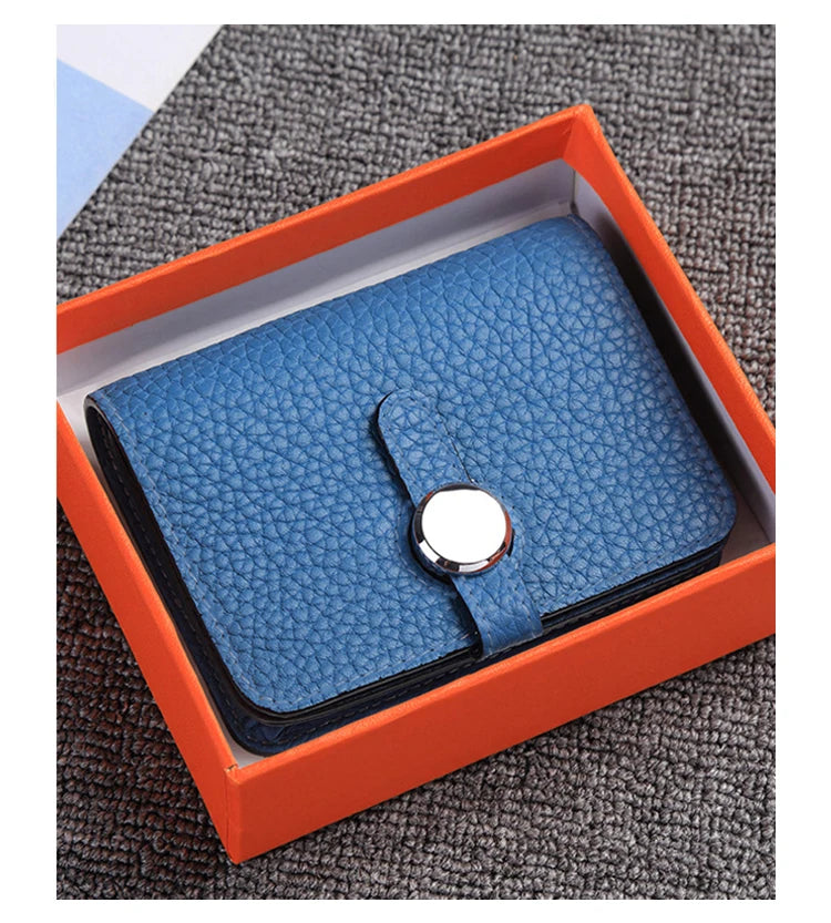 Porte-carte en cuir de vachette grainé avec fermoir rotatif - luxe unisexe — photo 1