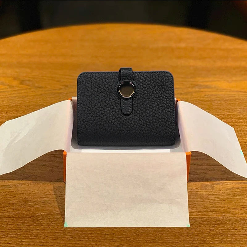 Porte-carte en cuir de vachette grainé avec fermoir rotatif - luxe unisexe — photo 10