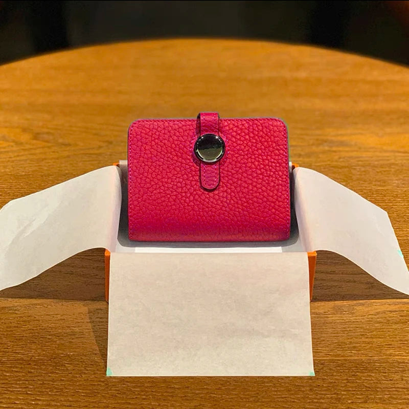 Porte-carte en cuir de vachette grainé avec fermoir rotatif - luxe unisexe — photo 11