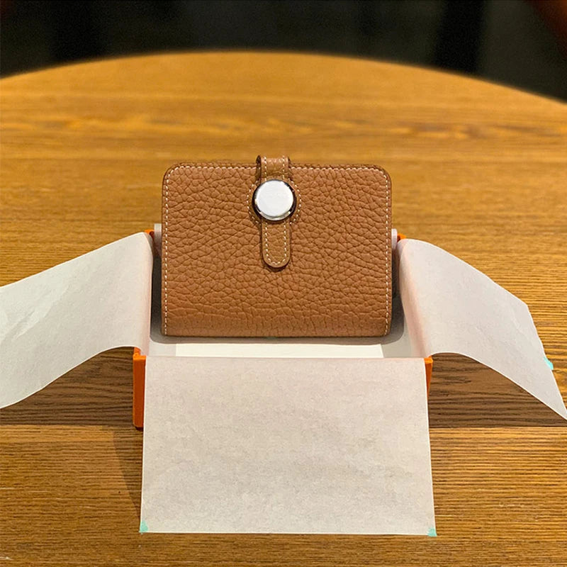 Porte-carte en cuir de vachette grainé avec fermoir rotatif - luxe unisexe — photo 12
