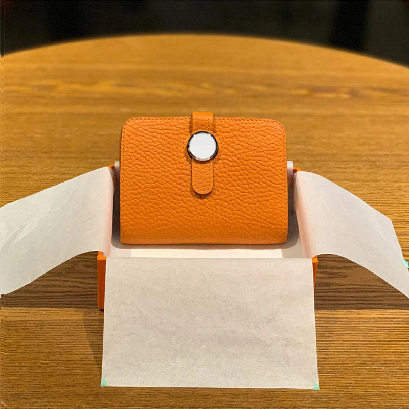 Porte-carte en cuir de vachette grainé avec fermoir rotatif - luxe unisexe — photo 14