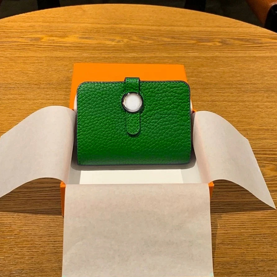 Porte-carte en cuir de vachette grainé avec fermoir rotatif - luxe unisexe — photo 15