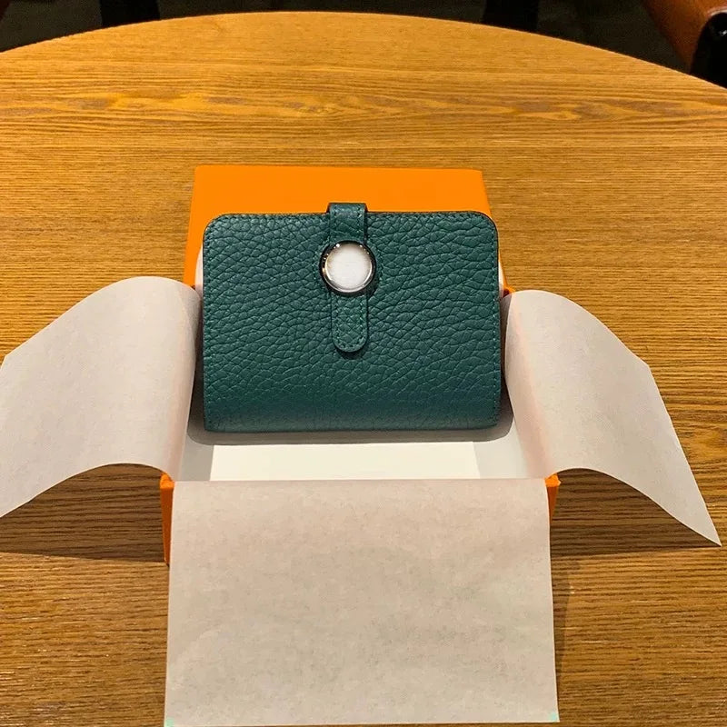 Porte-carte en cuir de vachette grainé avec fermoir rotatif - luxe unisexe — photo 16