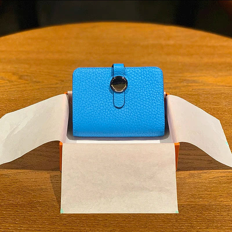Porte-carte en cuir de vachette grainé avec fermoir rotatif - luxe unisexe — photo 17