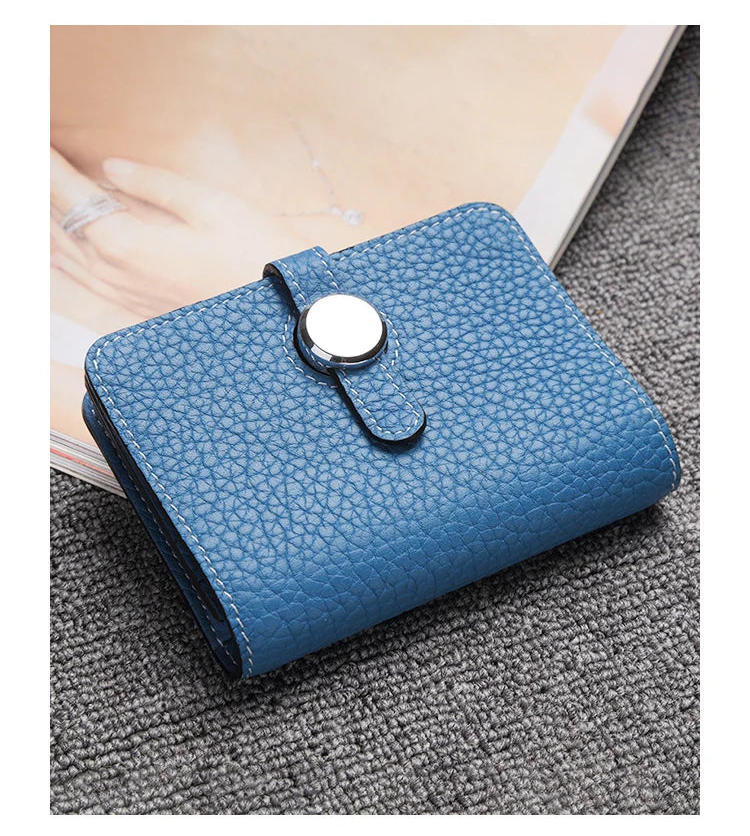 Porte-carte en cuir de vachette grainé avec fermoir rotatif - luxe unisexe — photo 2