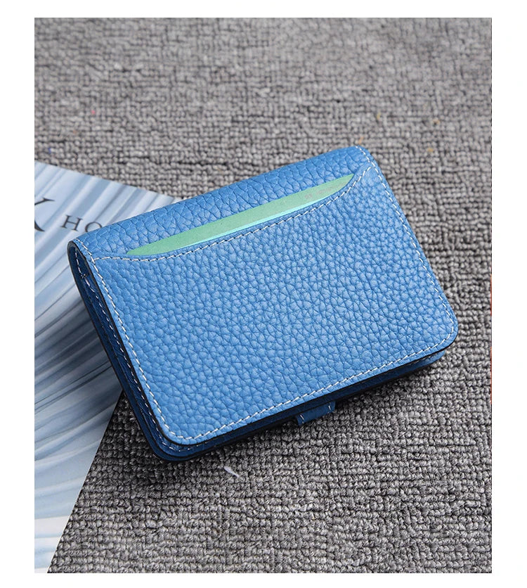 Porte-carte en cuir de vachette grainé avec fermoir rotatif - luxe unisexe — photo 3
