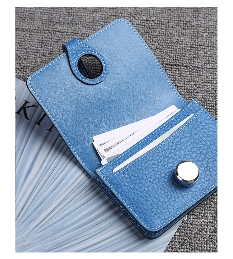 Porte-carte en cuir de vachette grainé avec fermoir rotatif - luxe unisexe — photo 4