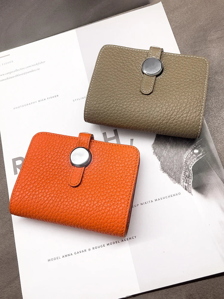 Porte-carte en cuir de vachette grainé avec fermoir rotatif - luxe unisexe — photo 5