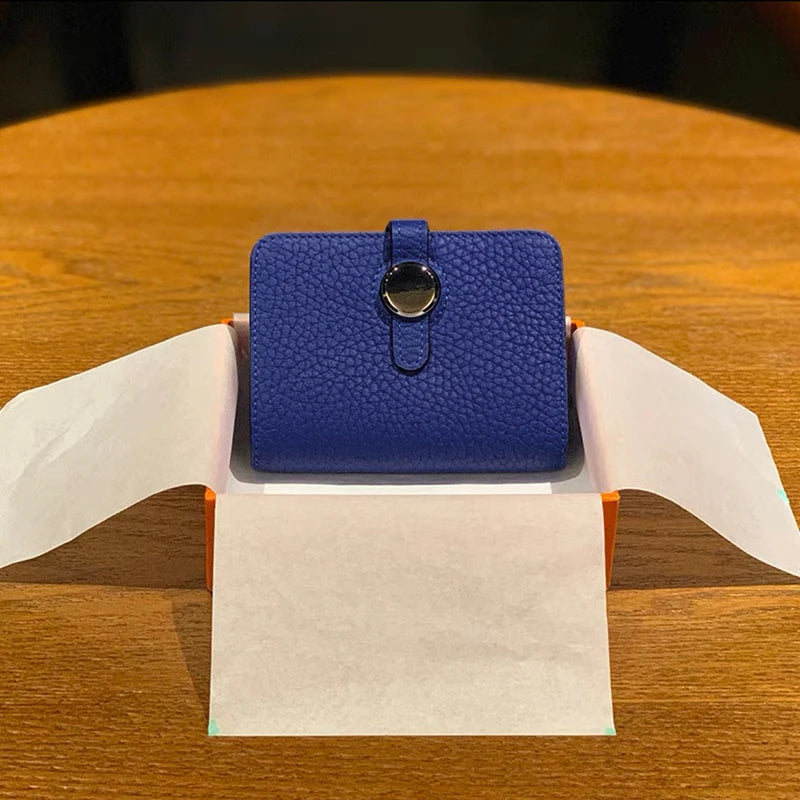 Porte-carte en cuir de vachette grainé avec fermoir rotatif - luxe unisexe — photo 8