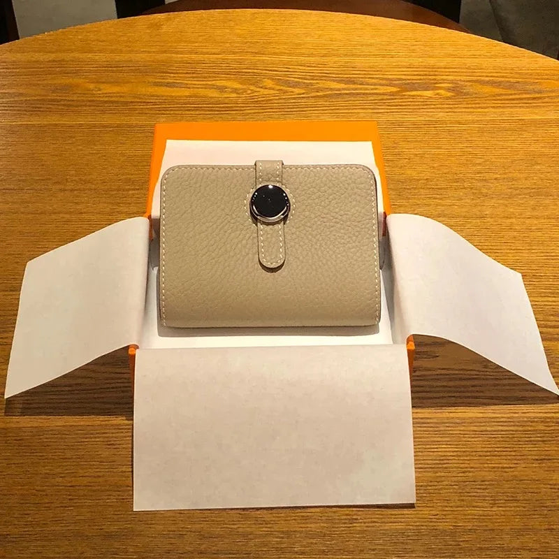 Porte-carte en cuir de vachette grainé avec fermoir rotatif - luxe unisexe — photo 9