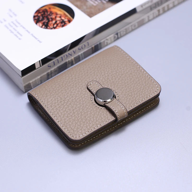 Porte-carte en cuir de vachette grainé avec fermoir design - luxe unisexe — photo 10