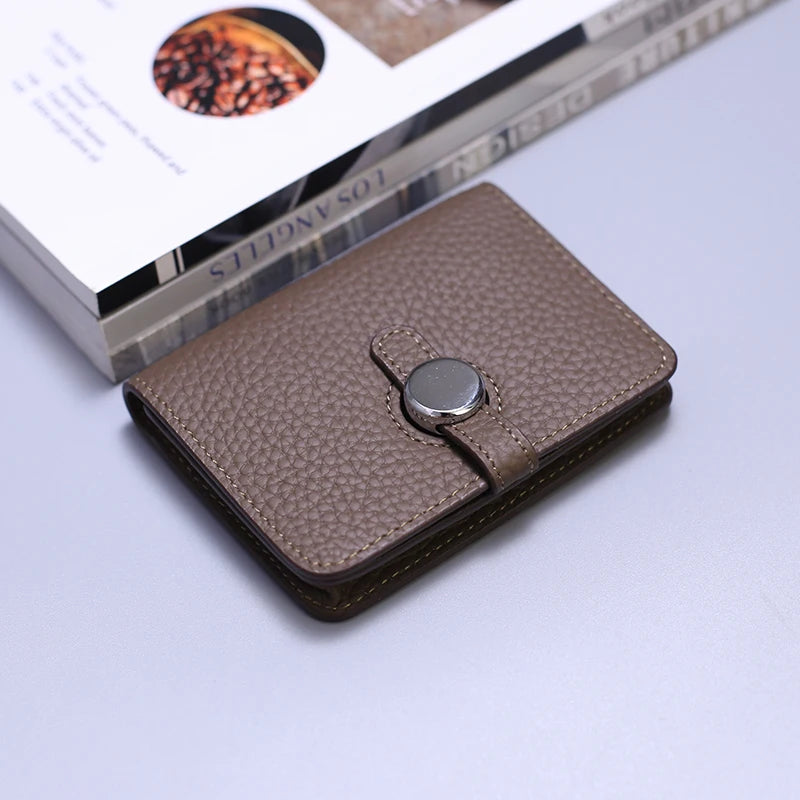 Porte-carte en cuir de vachette grainé avec fermoir design - luxe unisexe — photo 11