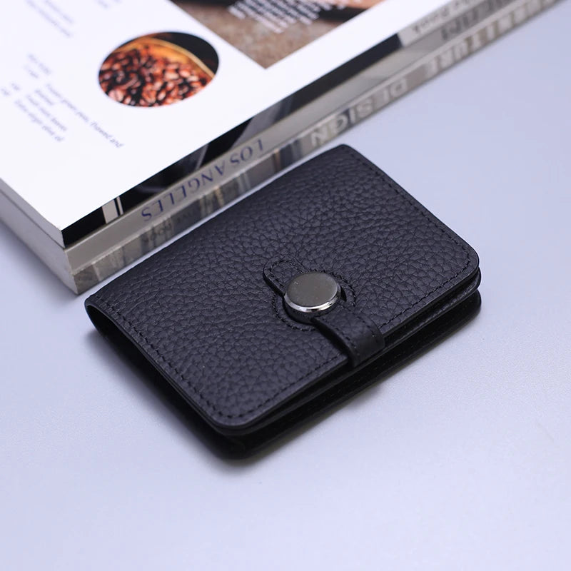 Porte-carte en cuir de vachette grainé avec fermoir design - luxe unisexe — photo 12