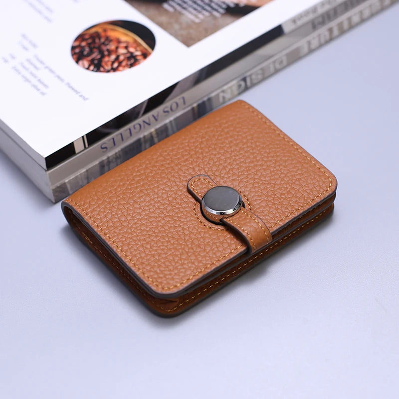 Porte-carte en cuir de vachette grainé avec fermoir design - luxe unisexe — photo 15