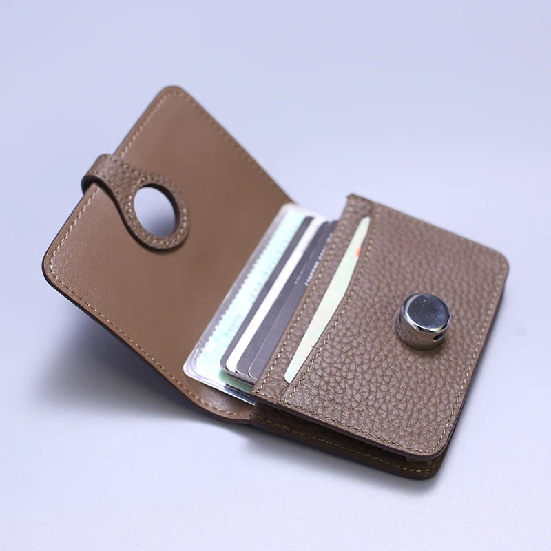 Porte-carte en cuir de vachette grainé avec fermoir design - luxe unisexe — photo 4