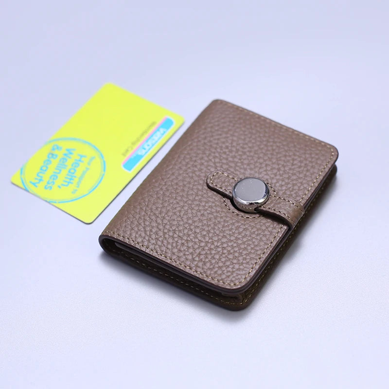 Porte-carte en cuir de vachette grainé avec fermoir design - luxe unisexe — photo 5