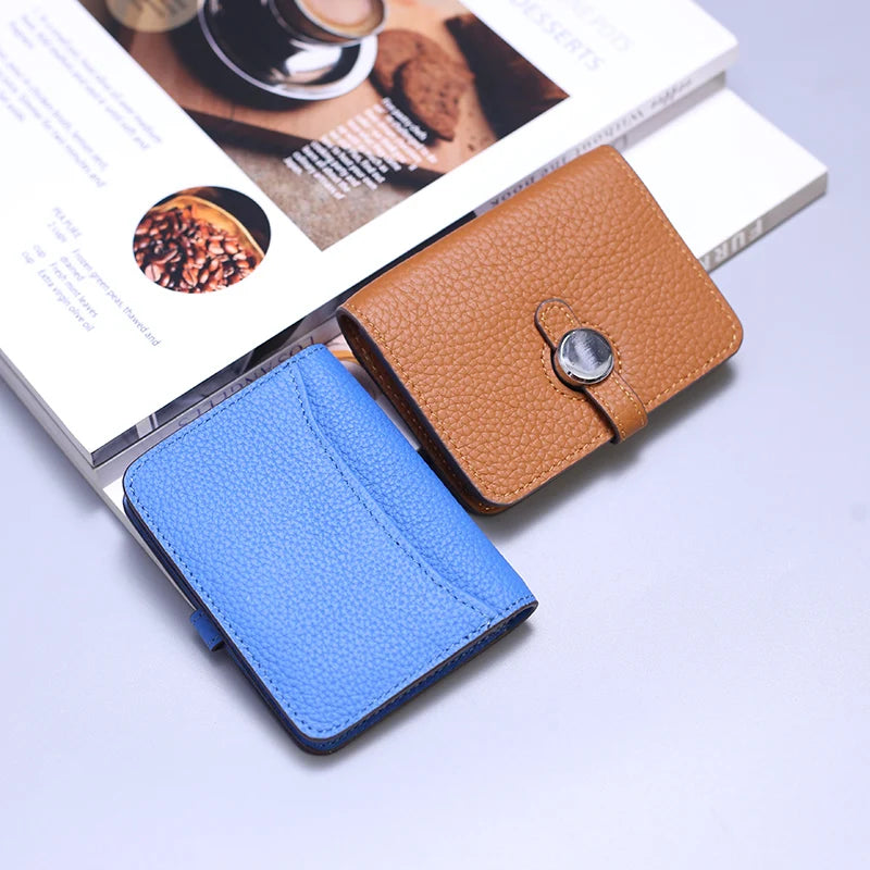 Porte-carte en cuir de vachette grainé avec fermoir design - luxe unisexe — photo 6
