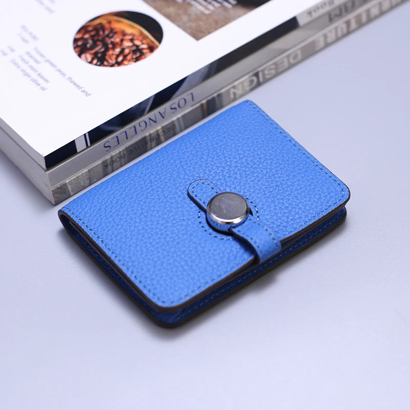 Porte-carte en cuir de vachette grainé avec fermoir design - luxe unisexe — photo 7