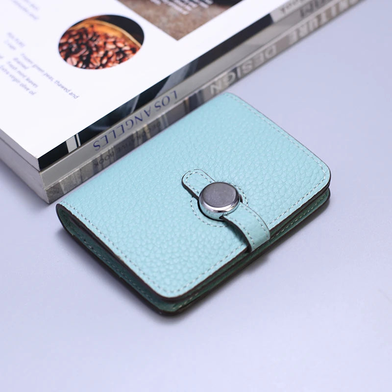 Porte-carte en cuir de vachette grainé avec fermoir design - luxe unisexe — photo 8