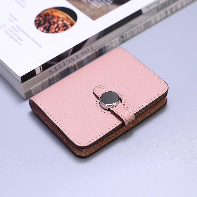Porte-carte en cuir de vachette grainé avec fermoir design - luxe unisexe — photo 9