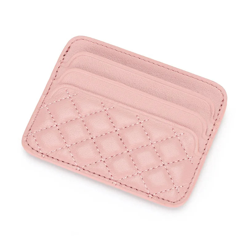Porte-carte de luxe en cuir de mouton ultra-mince avec motif en damier — photo 11