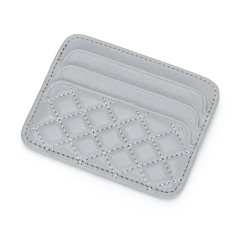 Porte-carte de luxe en cuir de mouton ultra-mince avec motif en damier — photo 13