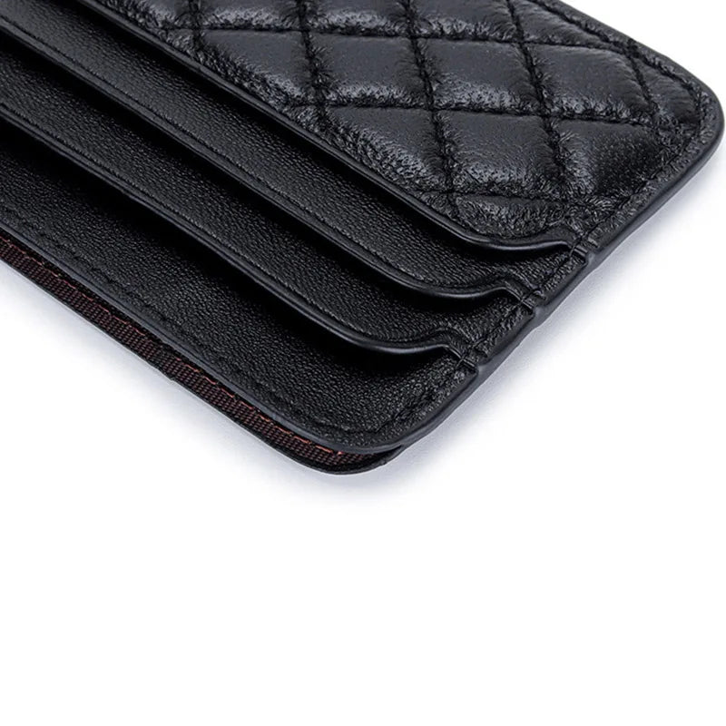 Porte-carte de luxe en cuir de mouton ultra-mince avec motif en damier — photo 2