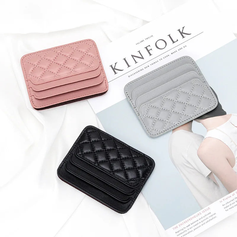 Porte-carte de luxe en cuir de mouton ultra-mince avec motif en damier — photo 4 Image