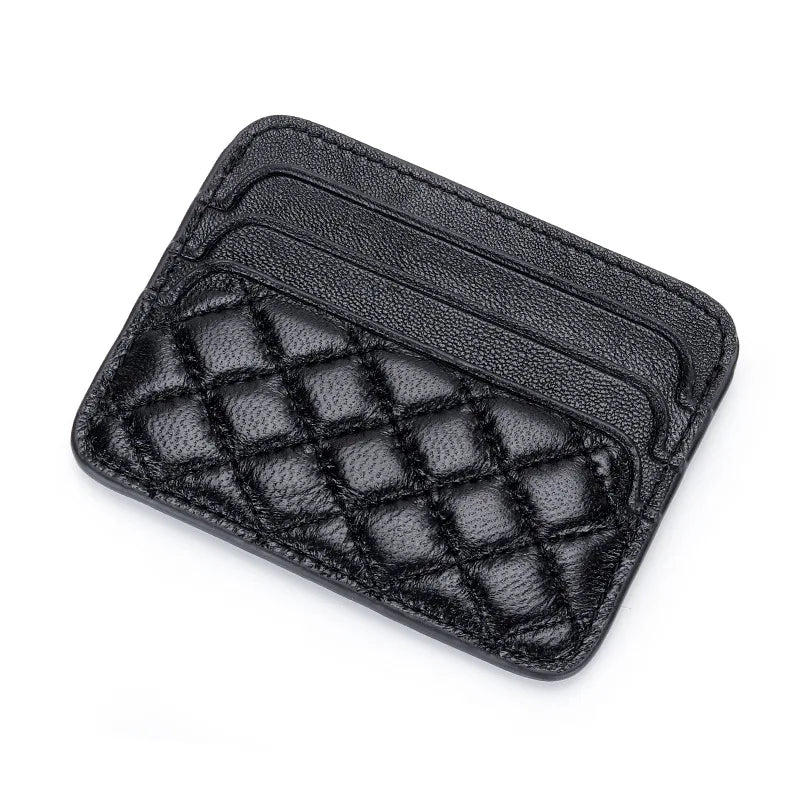 Porte-carte de luxe en cuir de mouton ultra-mince avec motif en damier — photo 8