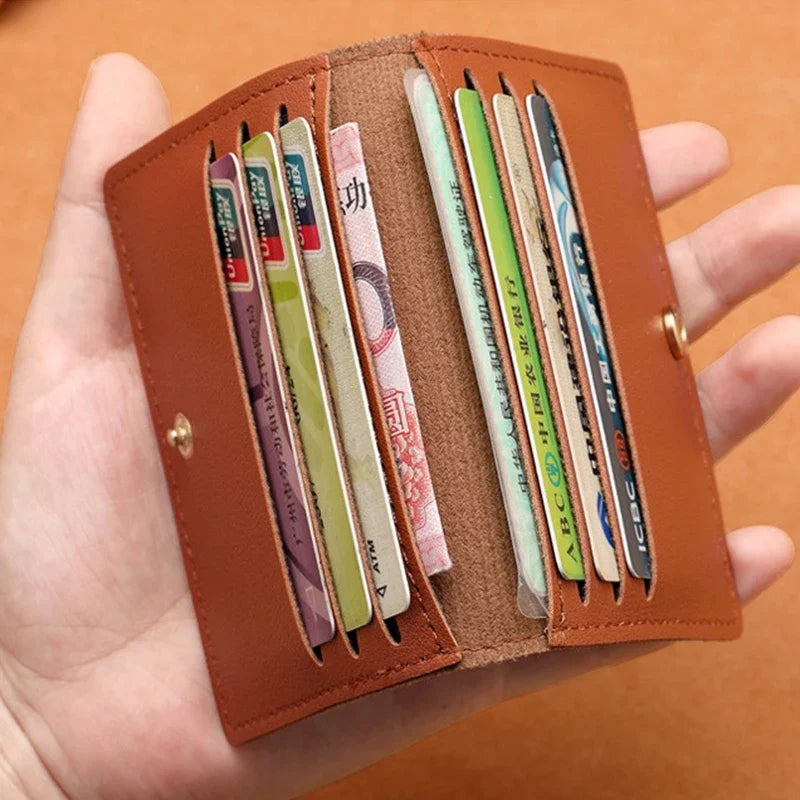 Porte-carte ultra-mince en cuir pu avec bouton pression pour femme et homme — photo 2