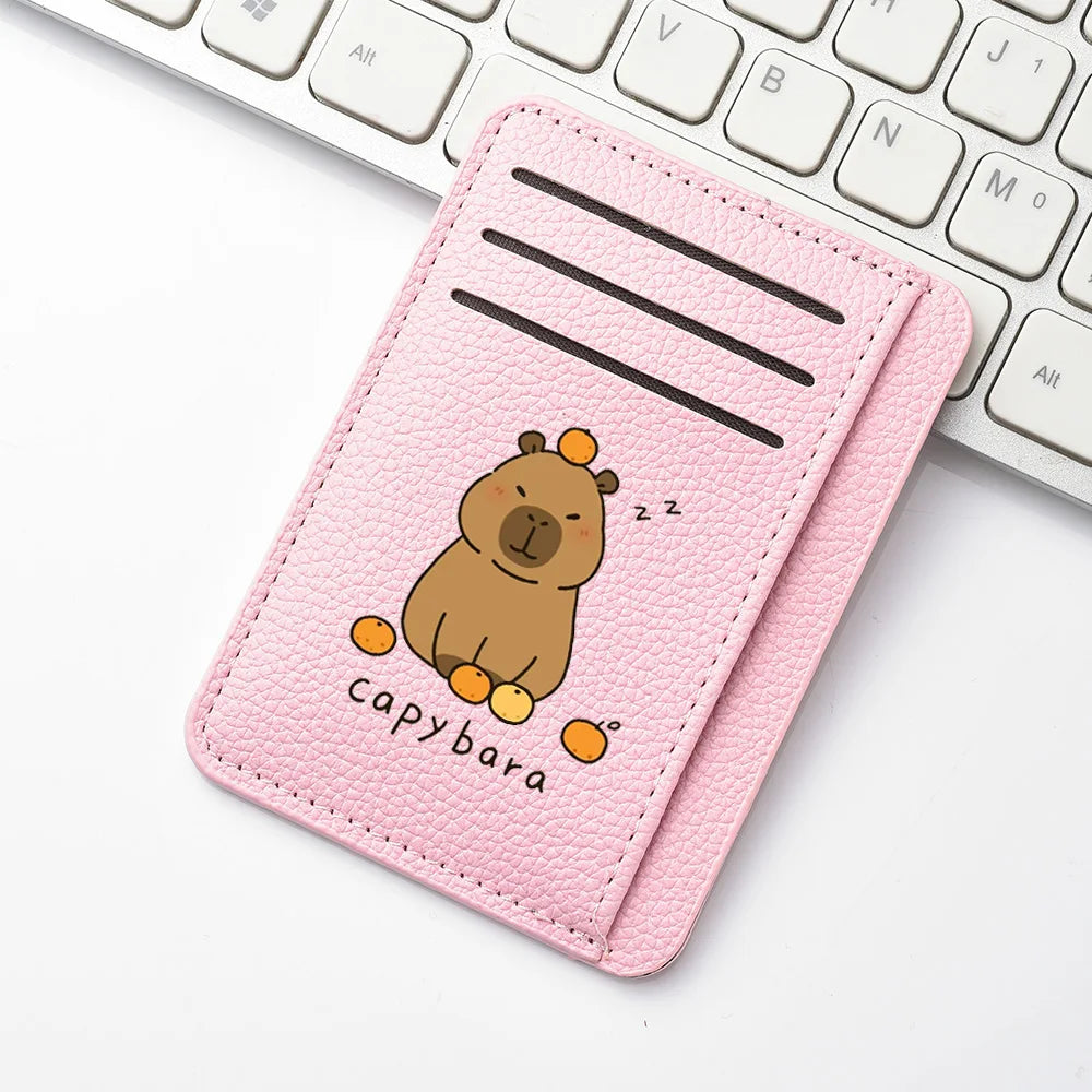 Porte-carte mince en cuir pu avec motif capybara mignon pour femme — photo 6