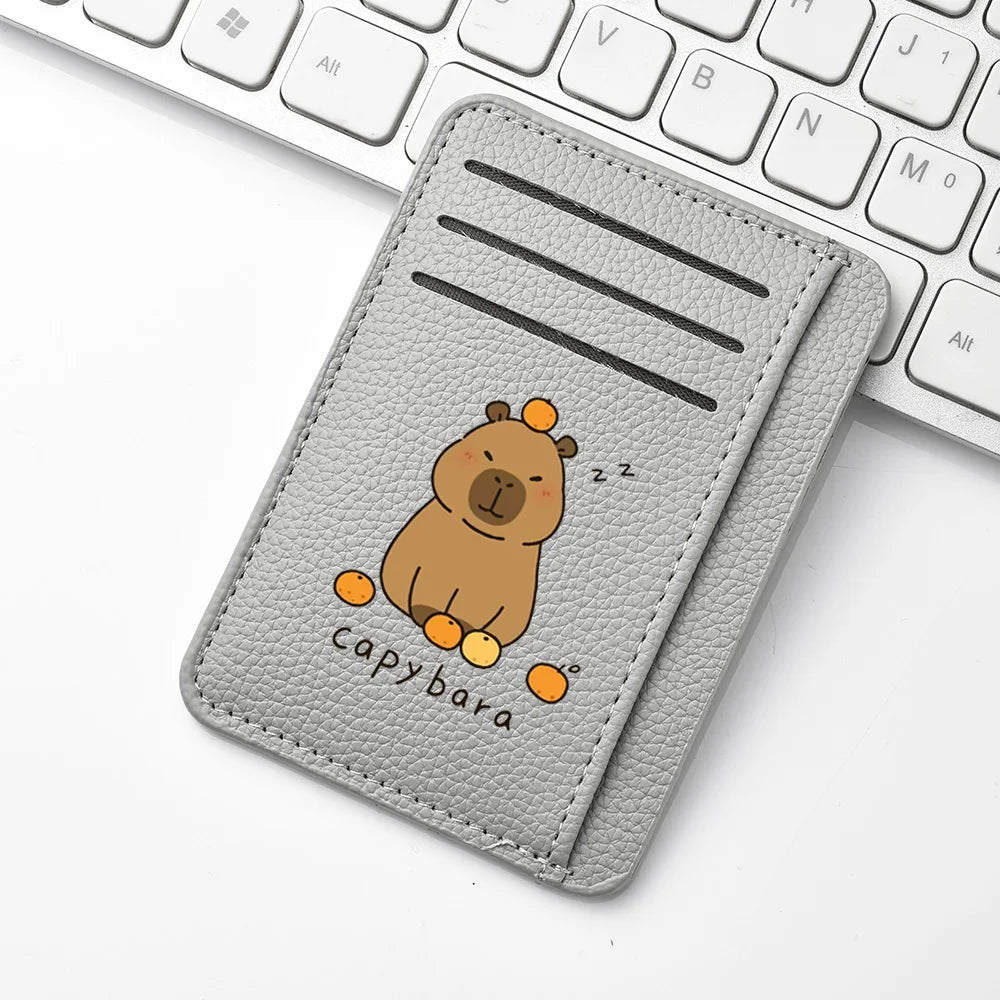 Porte-carte mince en cuir pu avec motif capybara mignon pour femme — photo 7