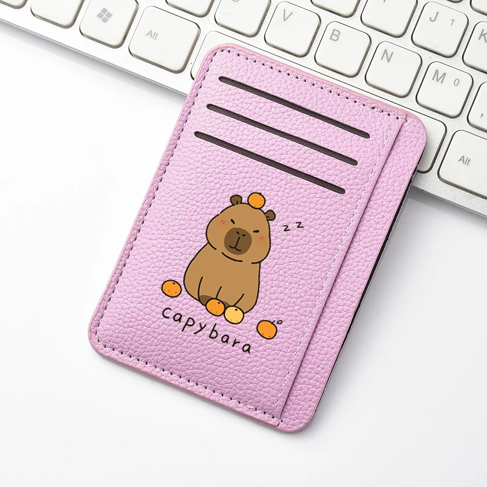 Porte-carte mince en cuir pu avec motif capybara mignon pour femme — photo 8