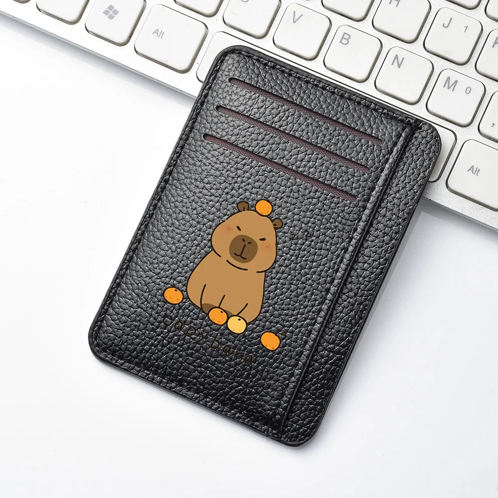 Porte-carte mince en cuir pu avec motif capybara mignon pour femme — photo 9