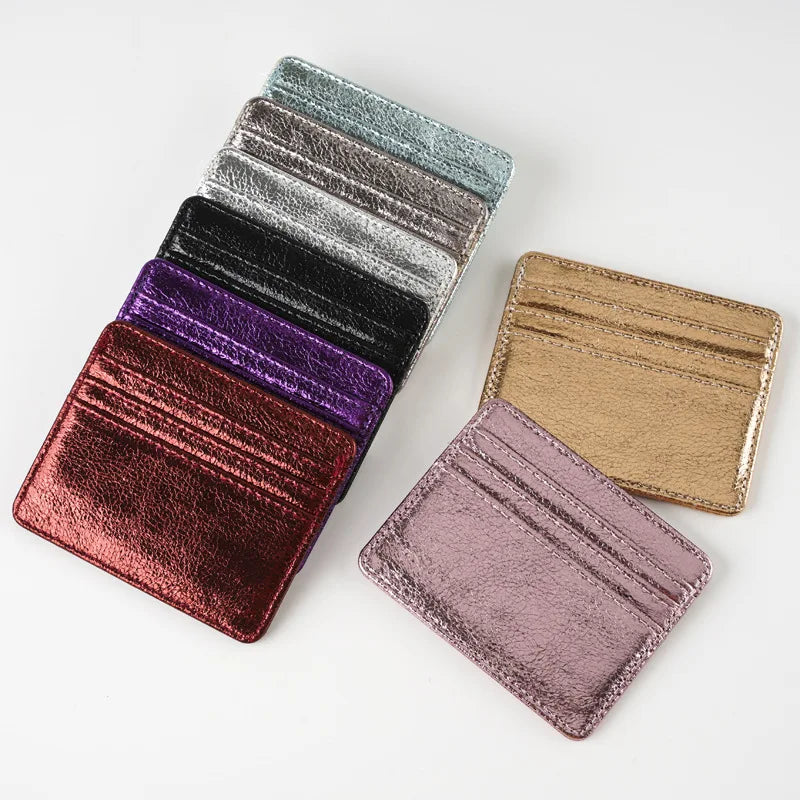 Porte-carte ultra-fin en cuir pu effet pailleté pour homme et femme — photo 1
