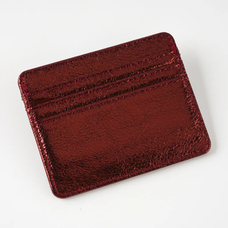 Porte-carte ultra-fin en cuir pu effet pailleté pour homme et femme — photo 10
