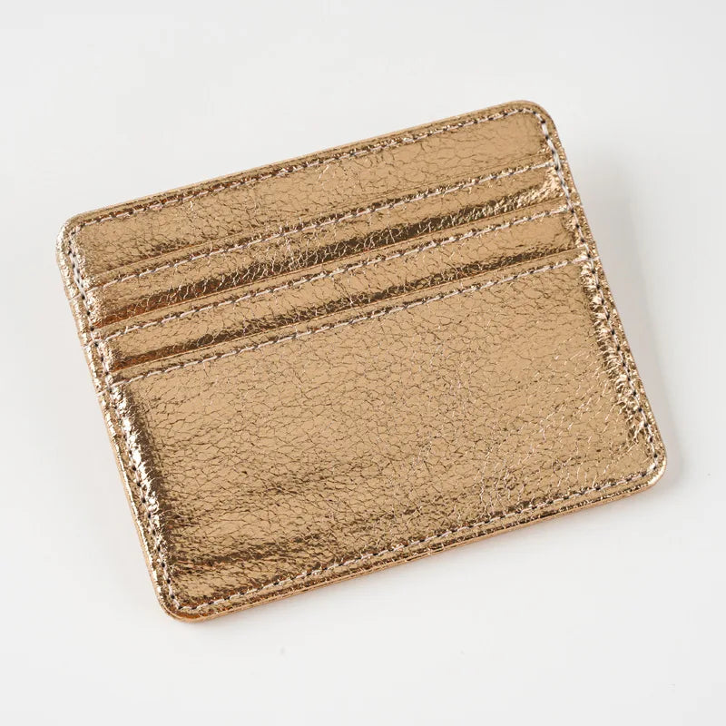 Porte-carte ultra-fin en cuir pu effet pailleté pour homme et femme — photo 11