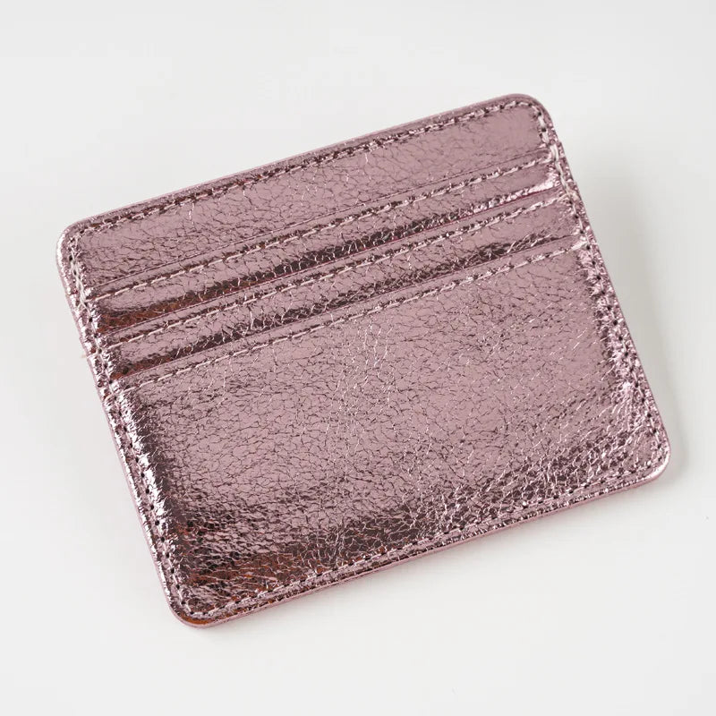 Porte-carte ultra-fin en cuir pu effet pailleté pour homme et femme — photo 12