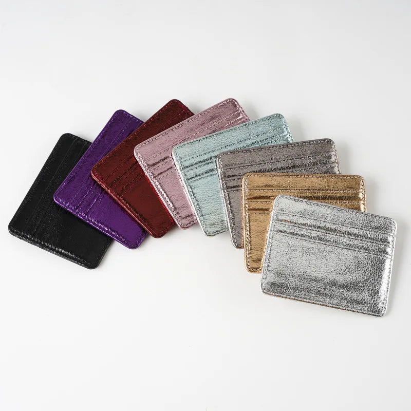 Porte-carte ultra-fin en cuir pu effet pailleté pour homme et femme — photo 2