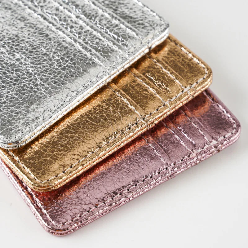 Porte-carte ultra-fin en cuir pu effet pailleté pour homme et femme — photo 3 Image