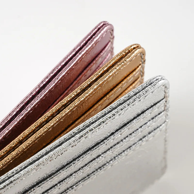 Porte-carte ultra-fin en cuir pu effet pailleté pour homme et femme — photo 4