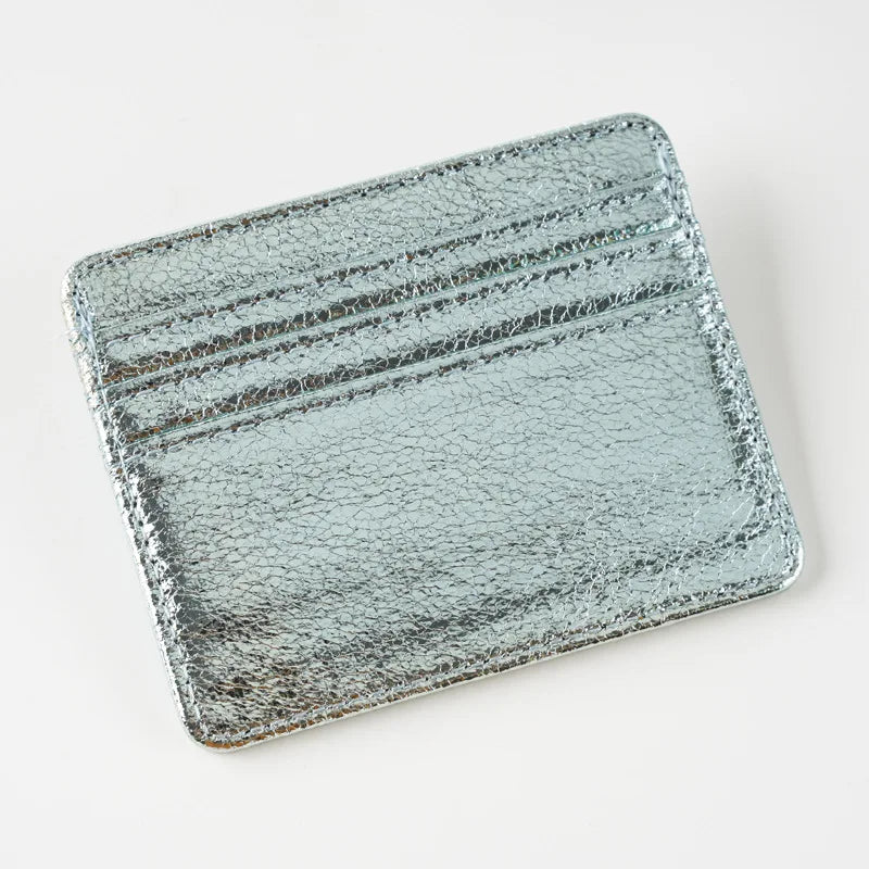 Porte-carte ultra-fin en cuir pu effet pailleté pour homme et femme — photo 5