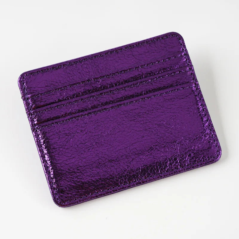 Porte-carte ultra-fin en cuir pu effet pailleté pour homme et femme — photo 7 Image