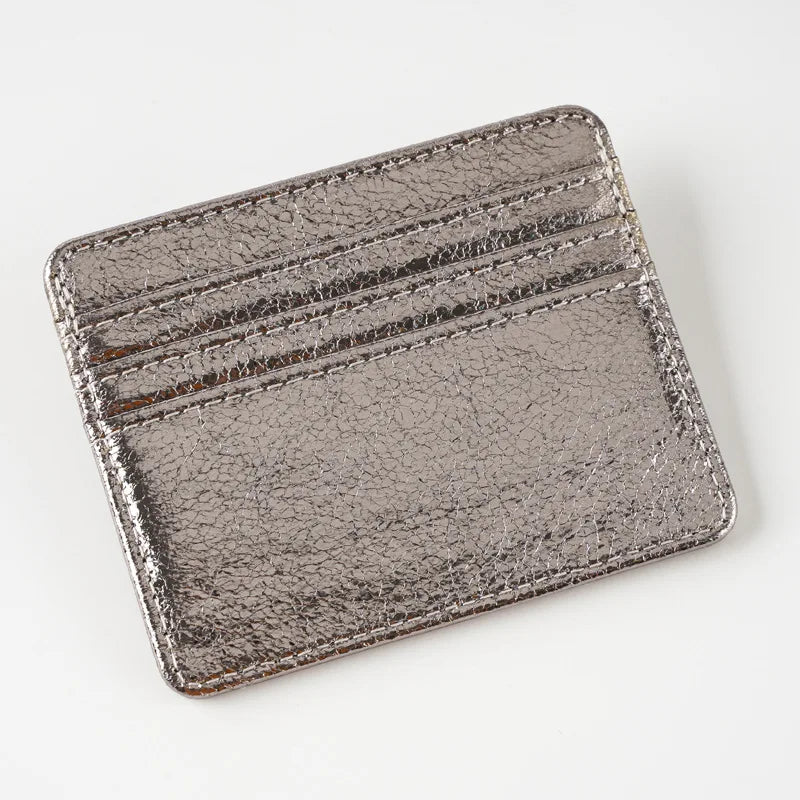 Porte-carte ultra-fin en cuir pu effet pailleté pour homme et femme — photo 8