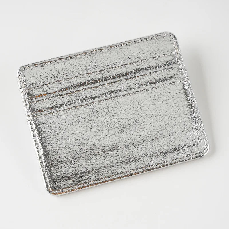 Porte-carte ultra-fin en cuir pu effet pailleté pour homme et femme — photo 9
