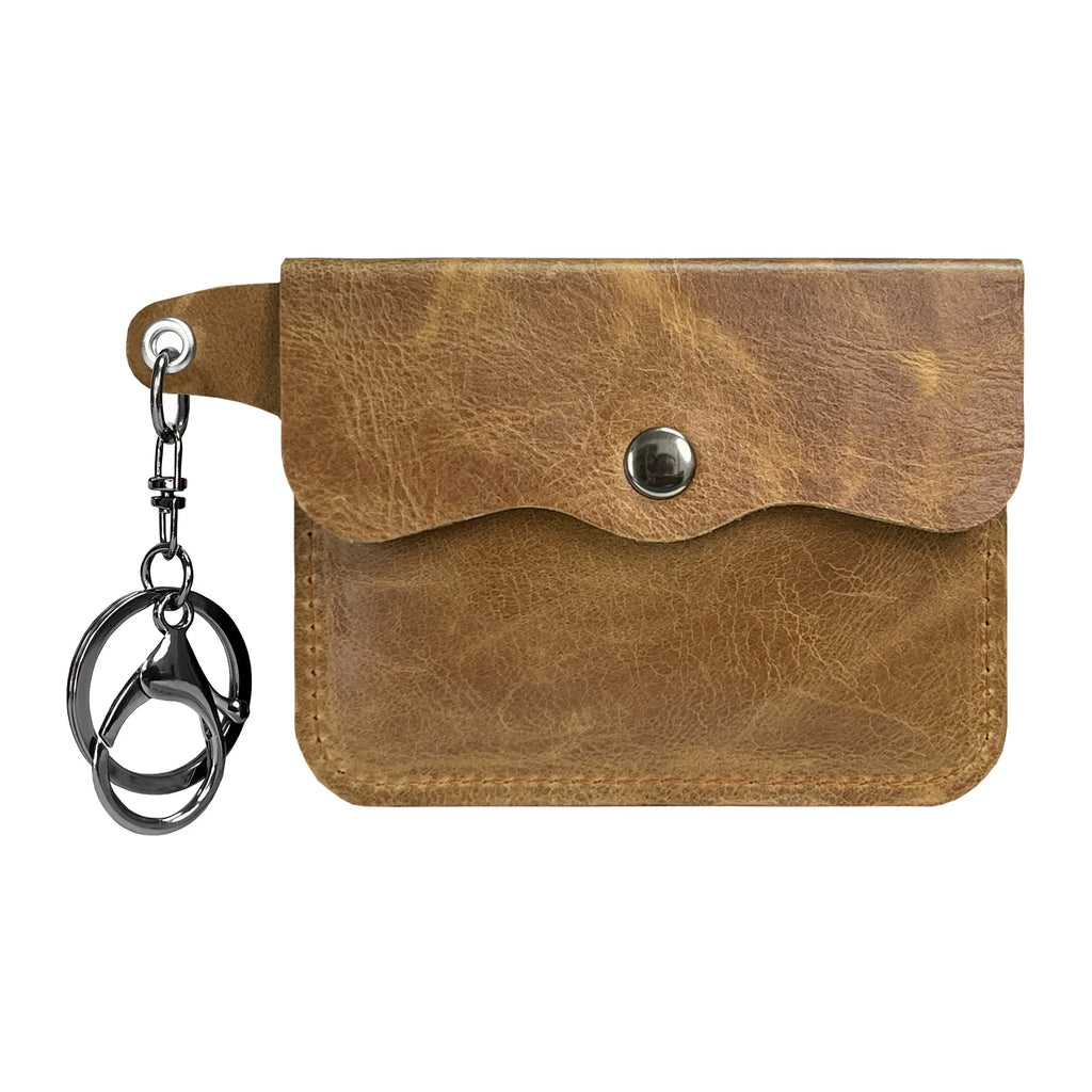 Porte-carte et porte-monnaie slim en cuir de vachette véritable avec porte-clés — photo 15
