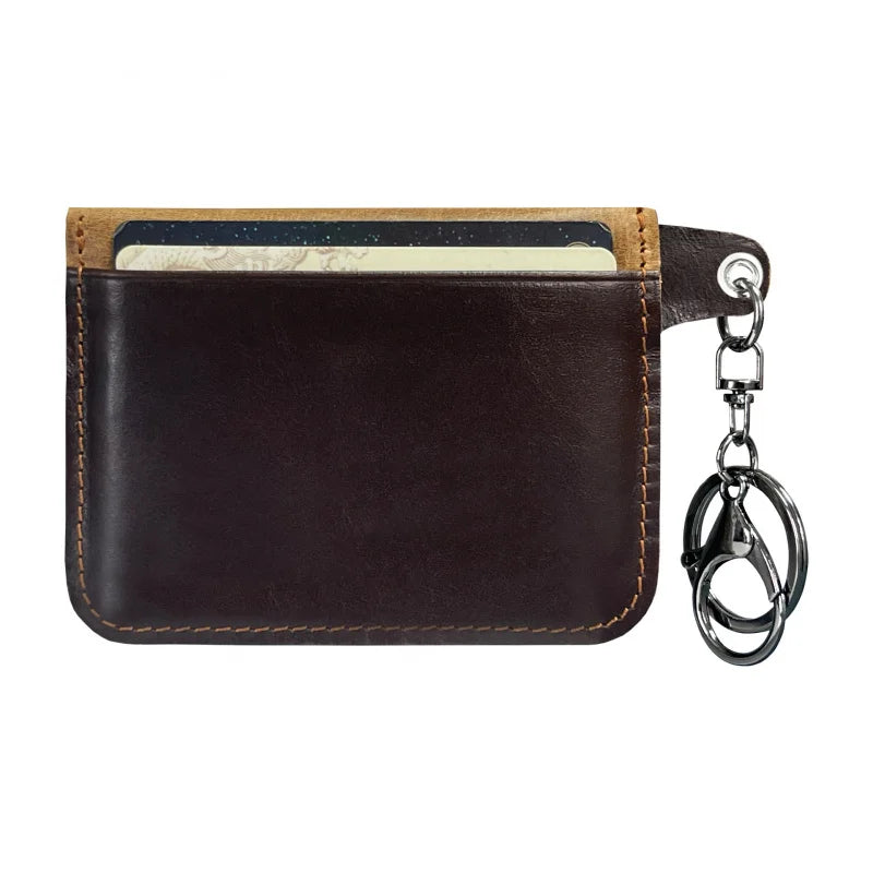 Porte-carte et porte-monnaie slim en cuir de vachette véritable avec porte-clés — photo 5