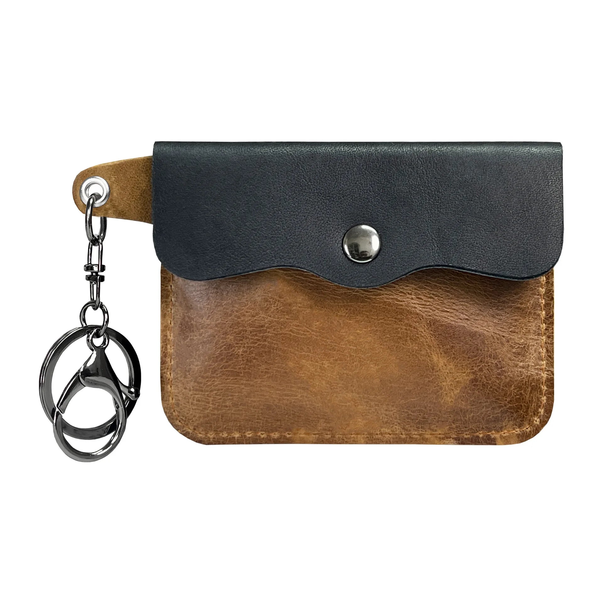 Porte-carte et porte-monnaie slim en cuir de vachette véritable avec porte-clés — photo 8 Image