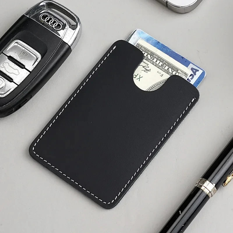 Porte-carte ultra-fin en cuir de vachette pleine fleur pour homme et femme — photo 1